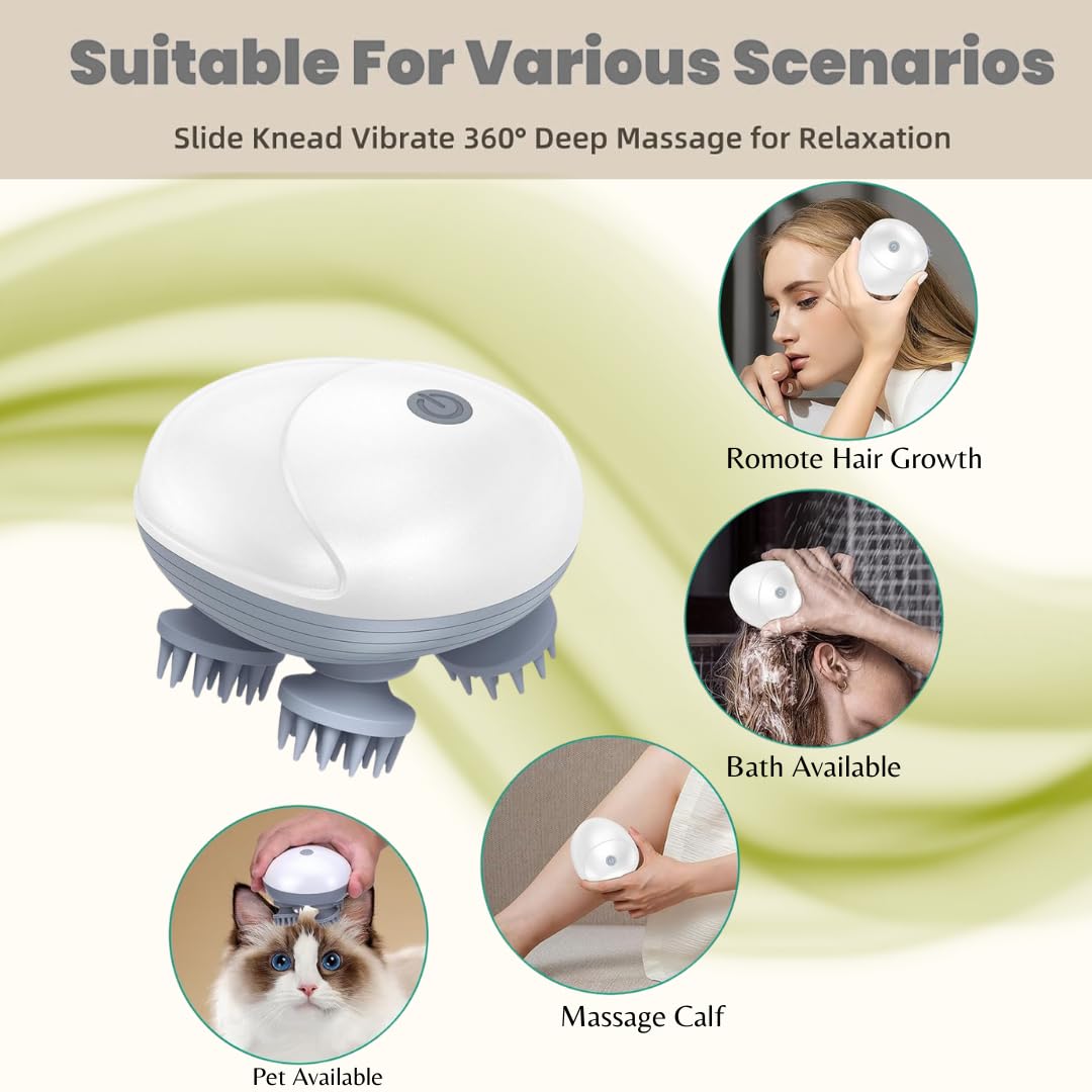 Electric Head,Scalp Massager| Rechargeable Head Kneading Massage Machine| 3 Speed Mode Handheld,Scalp Body Massager