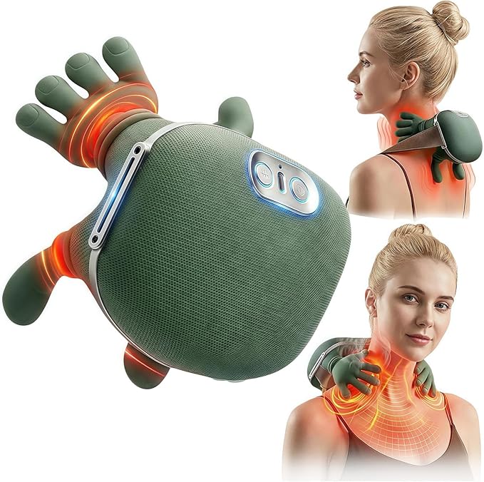 Heated Massager, Wireless Portable Shiatsu Neck, Back and Leg Massager