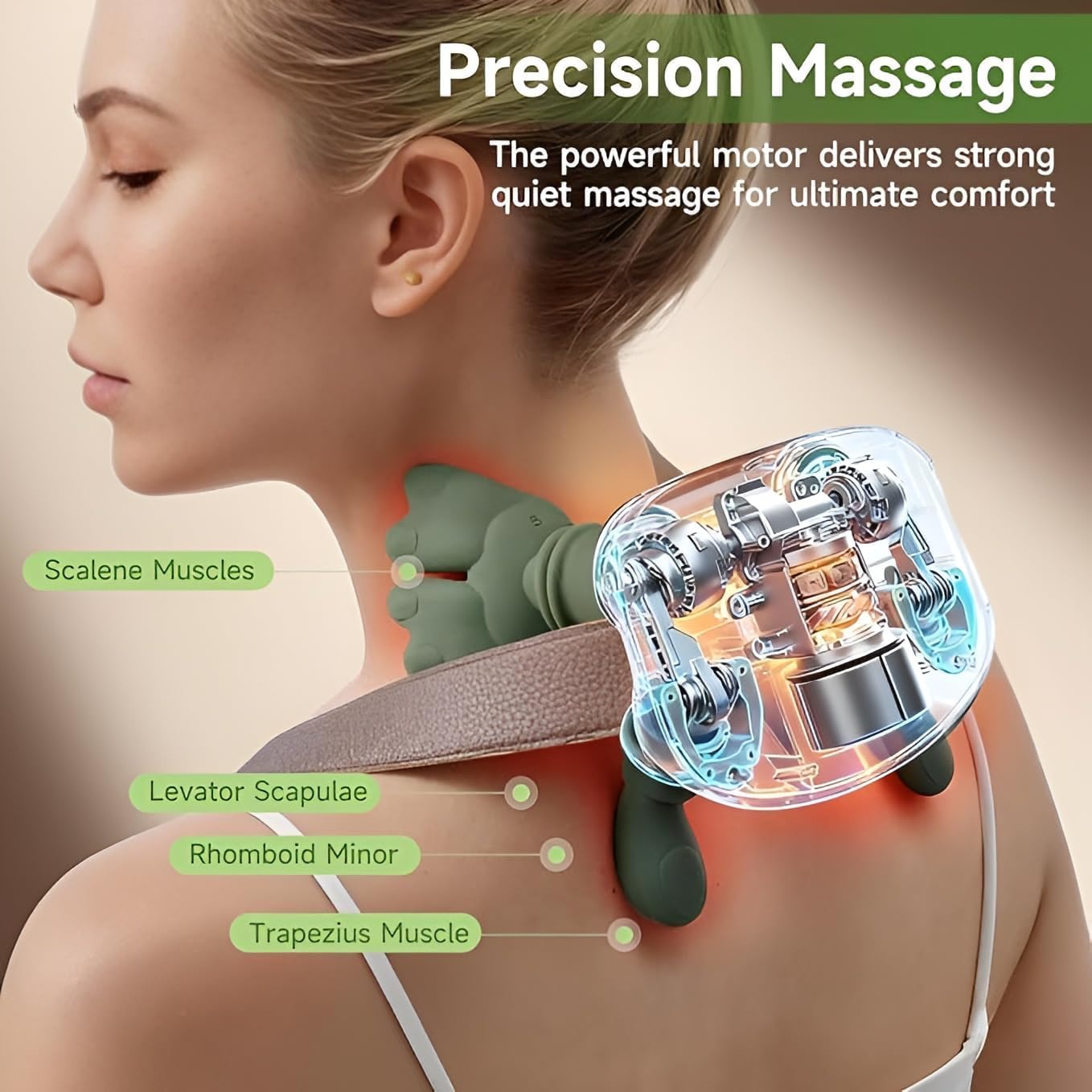 Heated Massager, Wireless Portable Shiatsu Neck, Back and Leg Massager