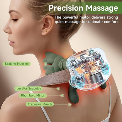 Heated Massager, Wireless Portable Shiatsu Neck, Back and Leg Massager